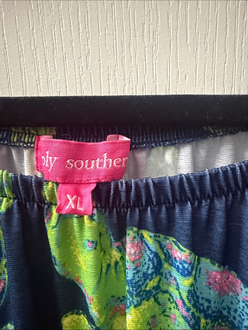 Women’s SS XL Navy Sea Turtle Print Off-Shoulder Skirt with Aqua Lace Trim - Picture 2 of 3